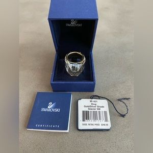 Swarovski Gold Silver Glacier Ring Size 55